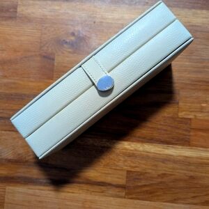 Pottery Barn Ivory Leather Travel Jewelry Box